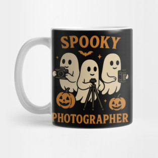 Spooky Photographer Ghost Halloween Camera Graphic Mug
