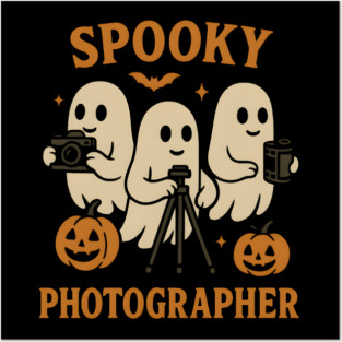 Spooky Photographer Ghost Halloween Camera Graphic Posters and Art