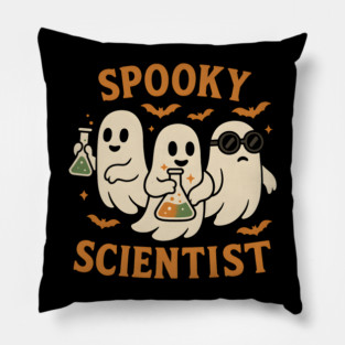 Spooky Scientist Ghost Halloween Chemistry Graphic Pillow