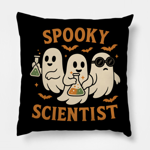 Spooky Scientist Ghost Halloween Chemistry Graphic Pillow by MakerMind8.2