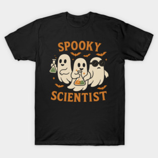 Spooky Scientist Ghost Halloween Chemistry Graphic T-Shirt