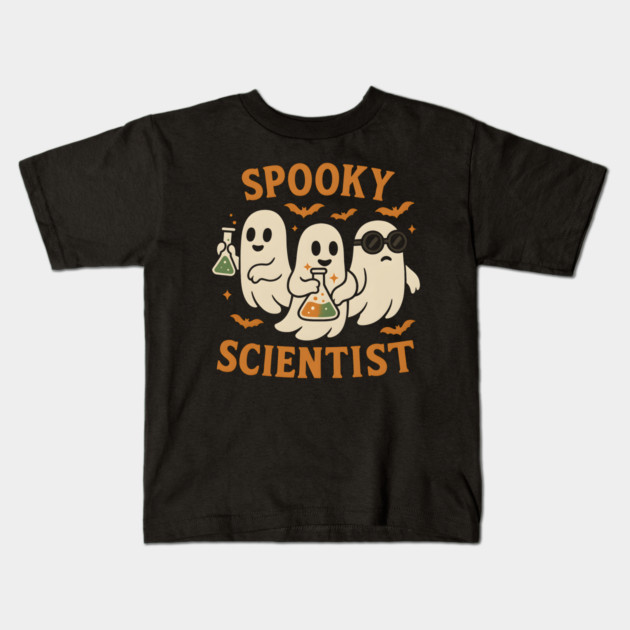 Spooky Scientist Ghost Halloween Chemistry Graphic Kids T-Shirt by MakerMind8.2