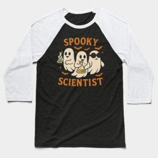 Spooky Scientist Ghost Halloween Chemistry Graphic Baseball T-Shirt