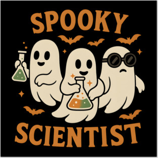 Spooky Scientist Ghost Halloween Chemistry Graphic Posters and Art