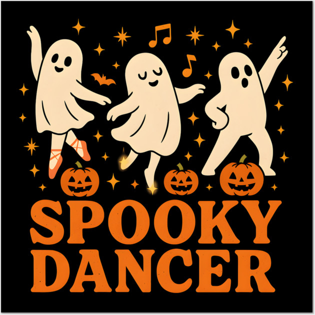 Spooky Dancer Ghost Halloween Costume Graphic Wall Art by MakerMind8.2
