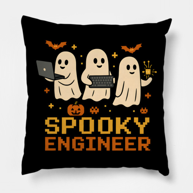 Spooky Engineer Ghost Halloween Tech Graphic Pillow by MakerMind8.2