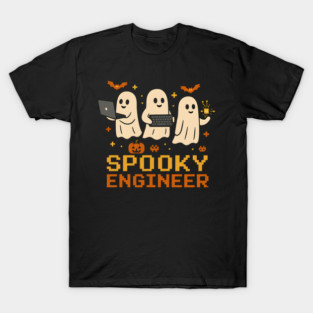 Spooky Engineer Ghost Halloween Tech Graphic T-Shirt