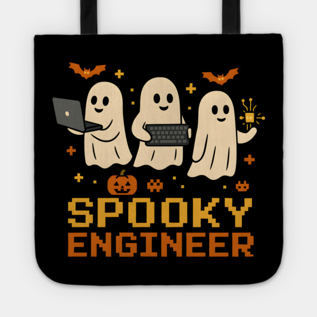 Spooky Engineer Ghost Halloween Tech Graphic Tote by MakerMind8.2