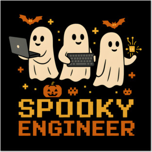 Spooky Engineer Ghost Halloween Tech Graphic Posters and Art