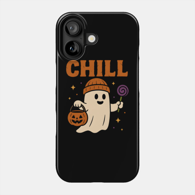 Chill Ghost Halloween Candy Pumpkin Bucket Graphic Phone Case by MakerMind8.2