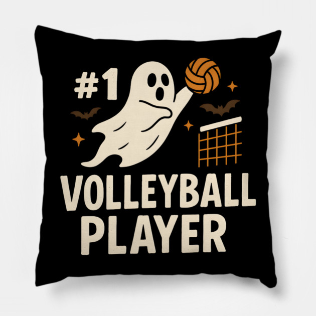 #1 Volleyball Player Ghost Halloween Graphic Pillow by MakerMind8.2
