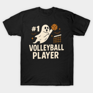 #1 Volleyball Player Ghost Halloween Graphic T-Shirt