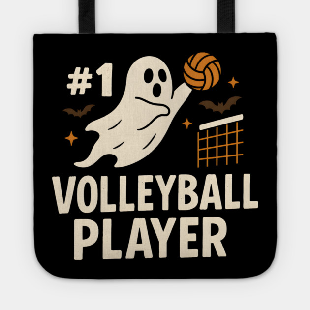 #1 Volleyball Player Ghost Halloween Graphic Tote by MakerMind8.2