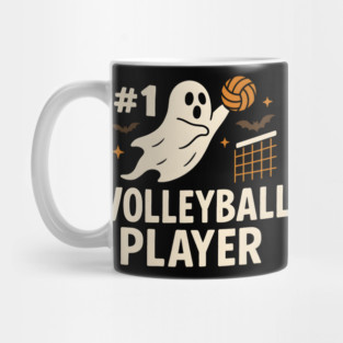#1 Volleyball Player Ghost Halloween Graphic Mug