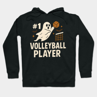 #1 Volleyball Player Ghost Halloween Graphic Hoodie