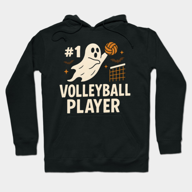 #1 Volleyball Player Ghost Halloween Graphic Hoodie by MakerMind8.2