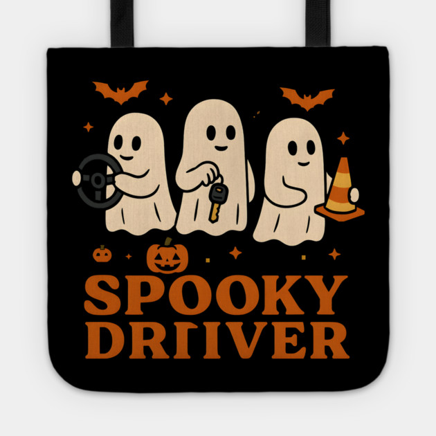 Spooky Driver Ghost Halloween Car Graphic Tote by MakerMind8.2