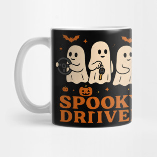 Spooky Driver Ghost Halloween Car Graphic Mug
