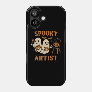 Spooky Artist Ghost Halloween Pumpkin Painting Graphic Phone Case