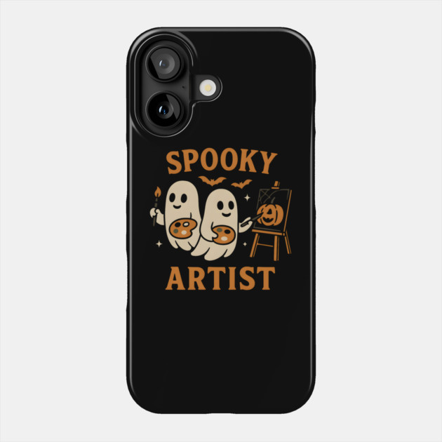 Spooky Artist Ghost Halloween Pumpkin Painting Graphic Phone Case by MakerMind8.2