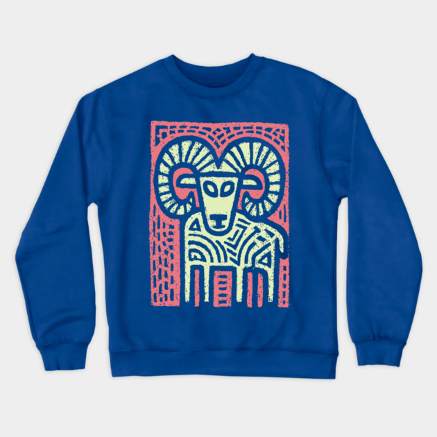 Aries Ram Zodiac | Babylonian Astrology Symbol Crewneck Sweatshirt by TuncGK