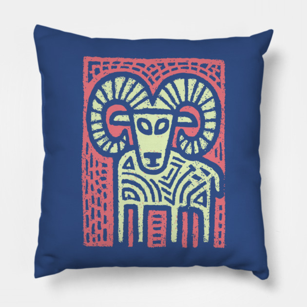 Aries Ram Zodiac | Babylonian Astrology Symbol Pillow by TuncGK