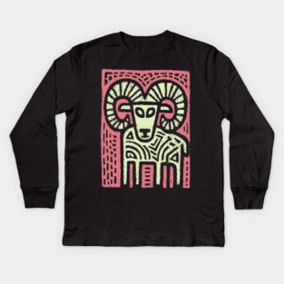 Aries Ram Zodiac | Babylonian Astrology Symbol Kids Long Sleeve T-Shirt
