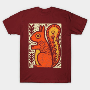 Autumn Squirrel | The Nut Gatherer Folk Art T-Shirt