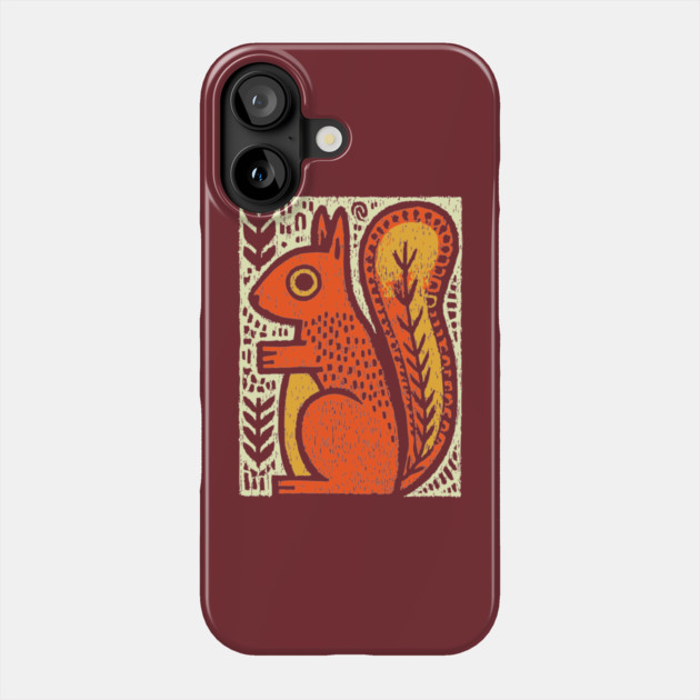 Autumn Squirrel | The Nut Gatherer Folk Art Phone Case by TuncGK