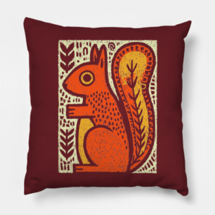 Autumn Squirrel | The Nut Gatherer Folk Art Pillow