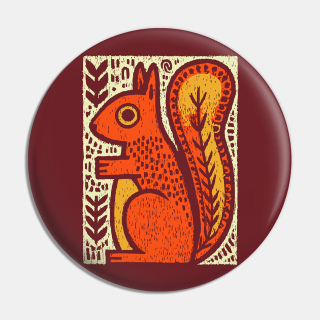 Autumn Squirrel | The Nut Gatherer Folk Art Pin by TuncGK