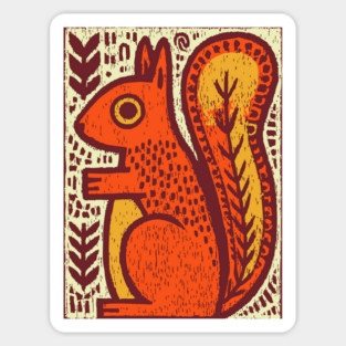 Autumn Squirrel | The Nut Gatherer Folk Art Sticker