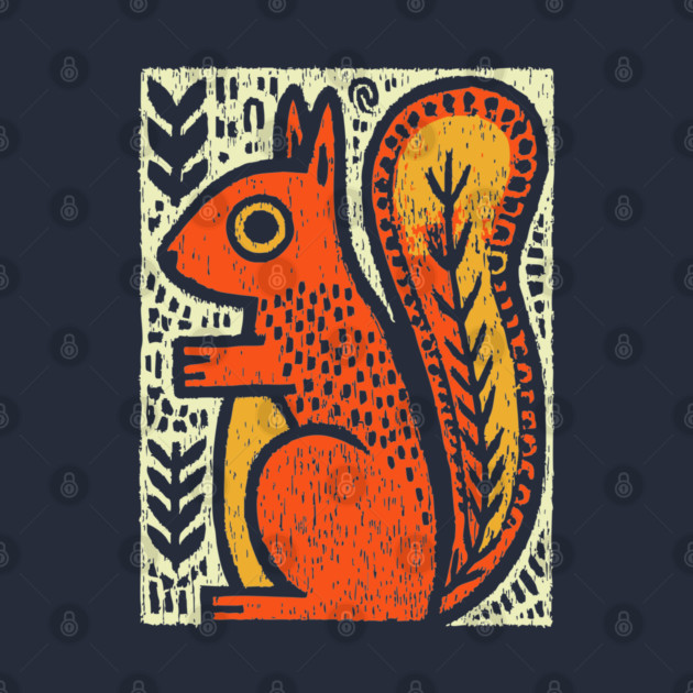 Autumn Squirrel | The Nut Gatherer Folk Art by TuncGK
