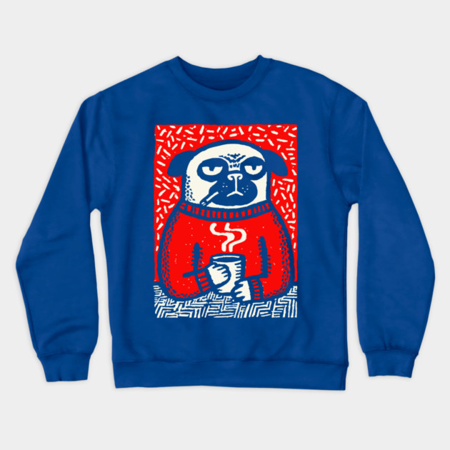 Cozy Pug | The Coffee Connoisseur Crewneck Sweatshirt by TuncGK
