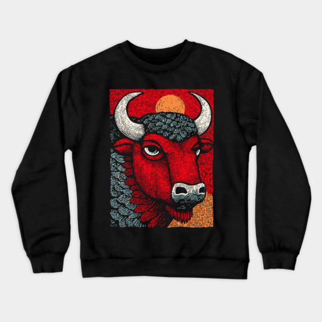 Sacred White Buffalo | The Great Spirit Animal Crewneck Sweatshirt by TuncGK