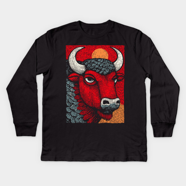 Sacred White Buffalo | The Great Spirit Animal Kids Long Sleeve T-Shirt by TuncGK
