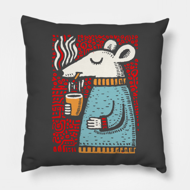 Cozy Rat Barista | The Coffee Enthusiast Pillow by TuncGK