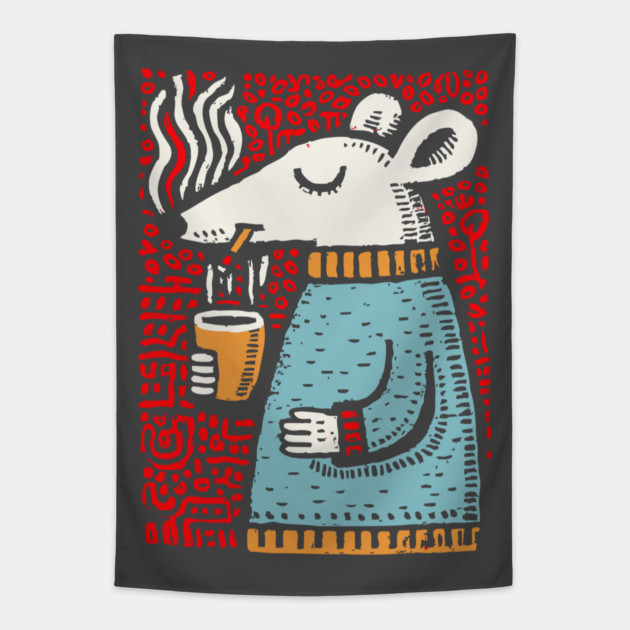 Cozy Rat Barista | The Coffee Enthusiast Tapestry by TuncGK