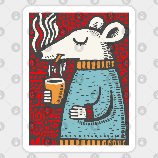 Cozy Rat Barista | The Coffee Enthusiast Sticker by TuncGK