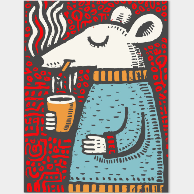 Cozy Rat Barista | The Coffee Enthusiast Wall Art by TuncGK