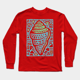 Aqua Conch Shell | The Ocean's Breath Long Sleeve T-Shirt
