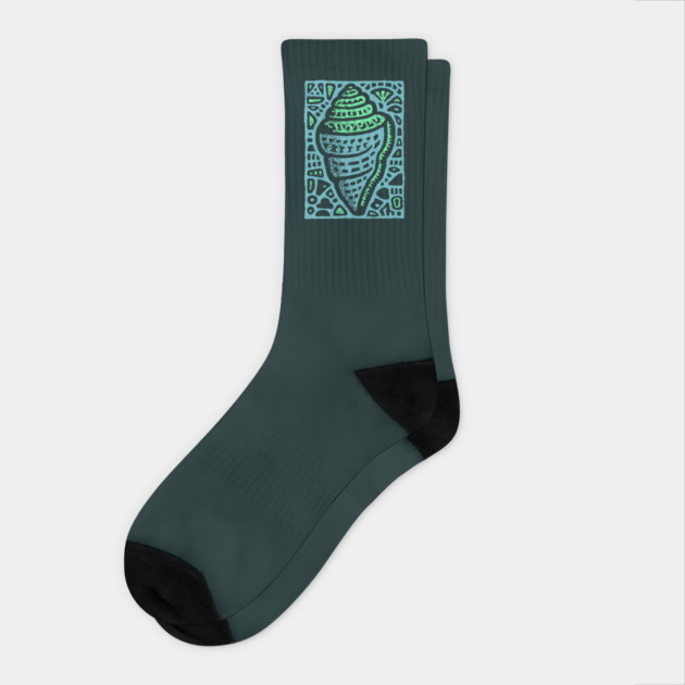 Aqua Conch Shell | The Ocean's Breath Socks by TuncGK