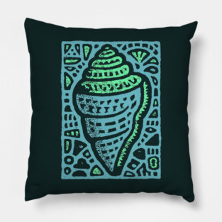 Aqua Conch Shell | The Ocean's Breath Pillow