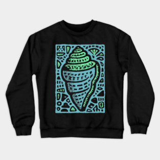 Aqua Conch Shell | The Ocean's Breath Crewneck Sweatshirt