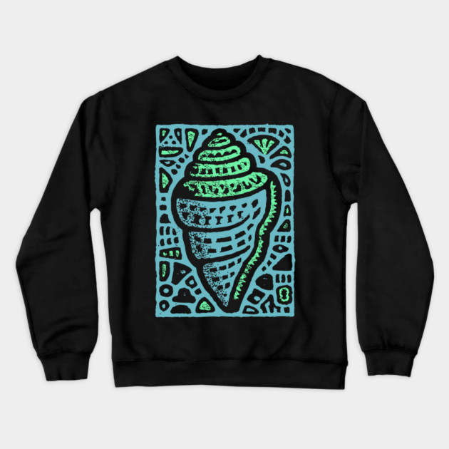 Aqua Conch Shell | The Ocean's Breath Crewneck Sweatshirt by TuncGK