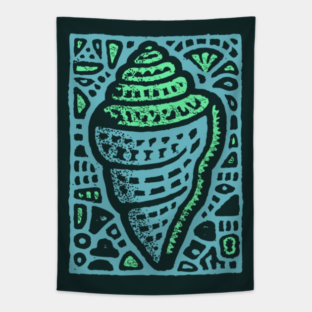 Aqua Conch Shell | The Ocean's Breath Tapestry by TuncGK