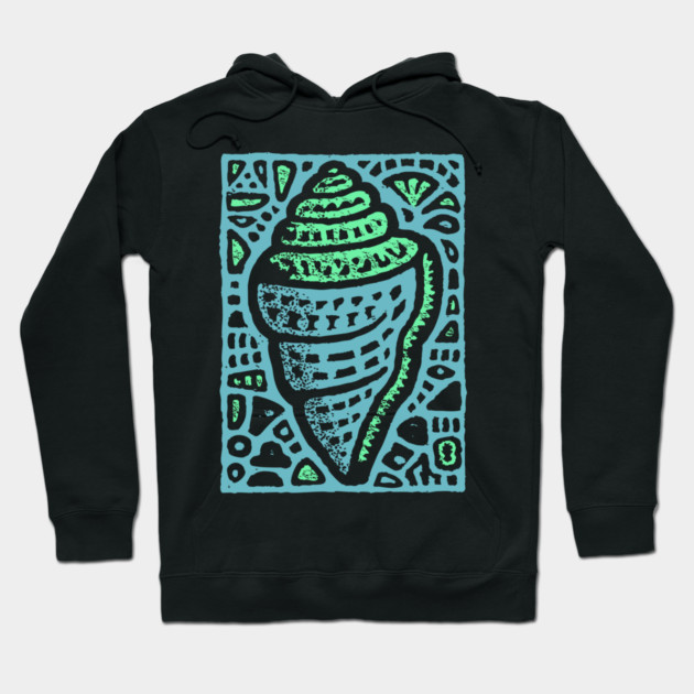Aqua Conch Shell | The Ocean's Breath Hoodie by TuncGK