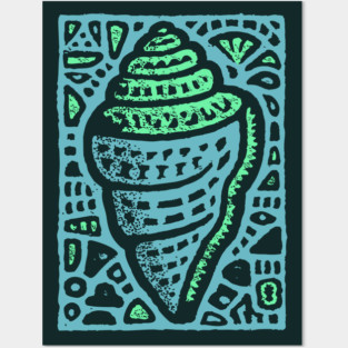 Aqua Conch Shell | The Ocean's Breath Posters and Art