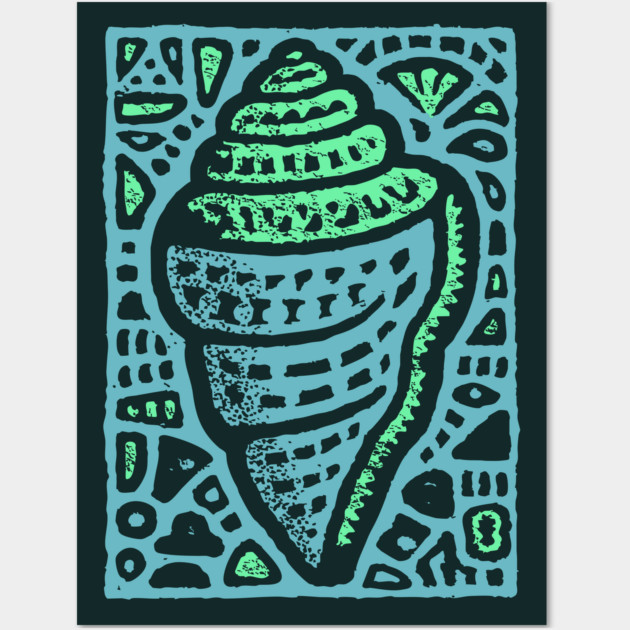 Aqua Conch Shell | The Ocean's Breath Wall Art by TuncGK