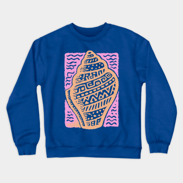 Sunset Conch Shell | Warm Beach Folk Art Crewneck Sweatshirt by TuncGK
